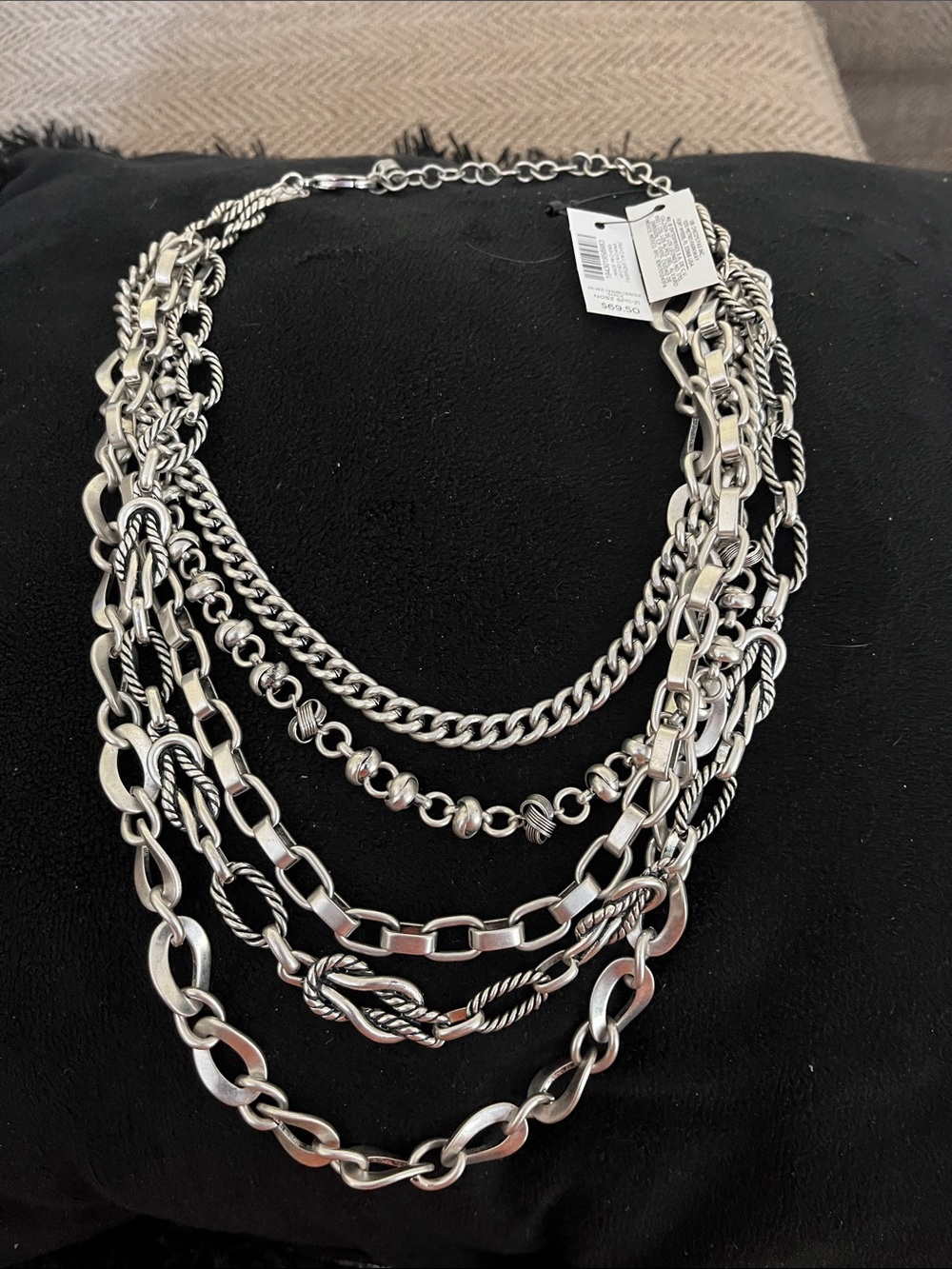 Chico's Multi-Layer Silver-Tone Statement Necklace